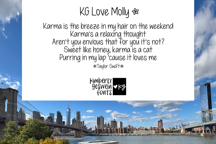 Preview of KG Love Molly Font