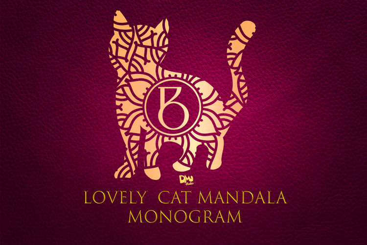 Lovely Cat Mandala Monogram Font