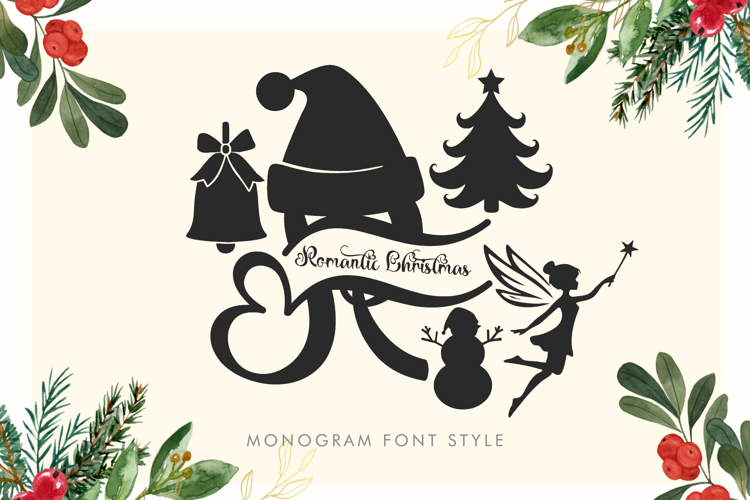Preview of Romantic Christmas Monogram Font