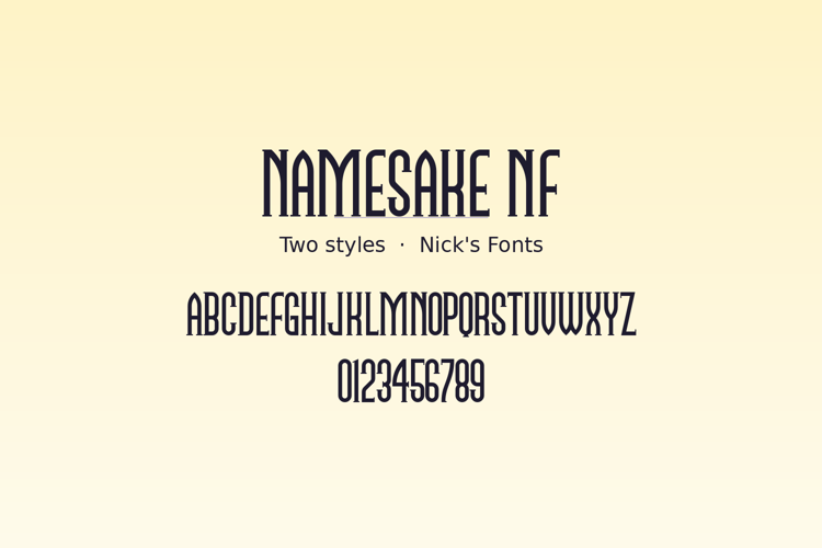Preview of Namesake NF Font