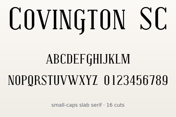 Preview of Covington SC Font