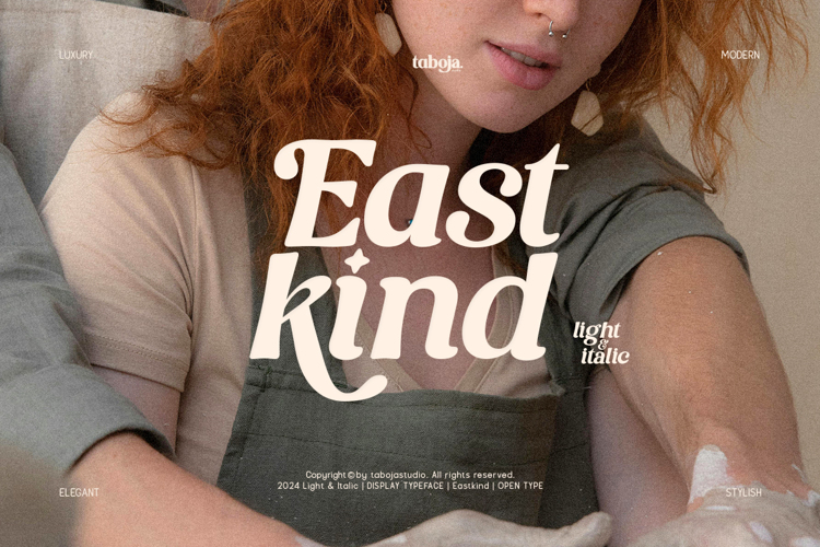 Preview of East Kind Light Italic Font