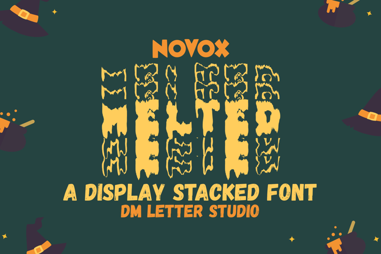 Preview of Novox Melted Stacked Font
