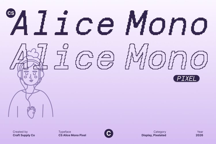Preview of CS Alice Mono Pixel Font