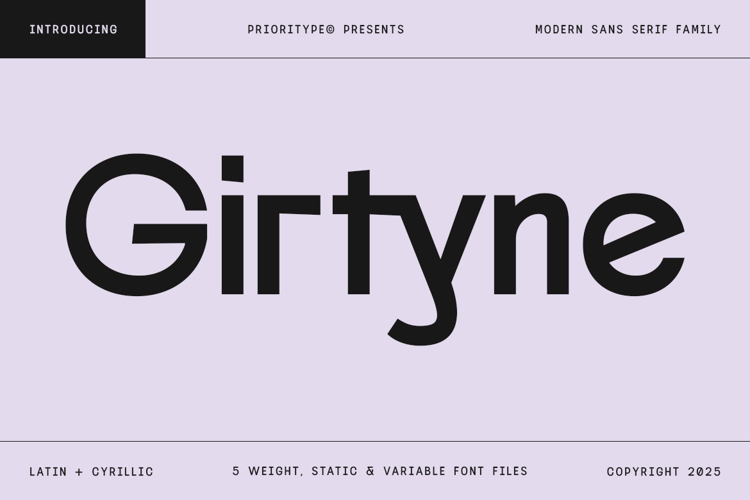 Preview of Girtyne Font