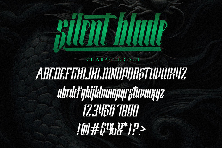 Preview of Silent Blade Font
