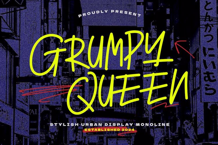 Preview of Grumpy Queen Font