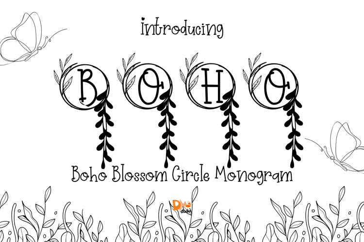 Preview of Boho Blossom Circle Monogram Font