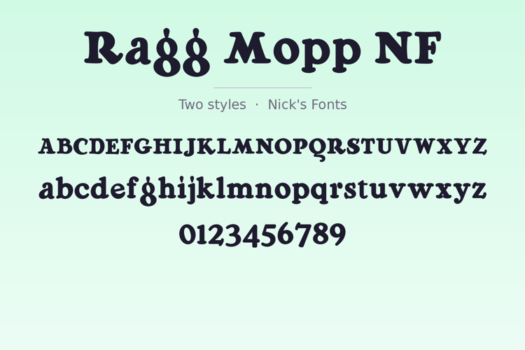 Preview of Ragg Mopp NF Font