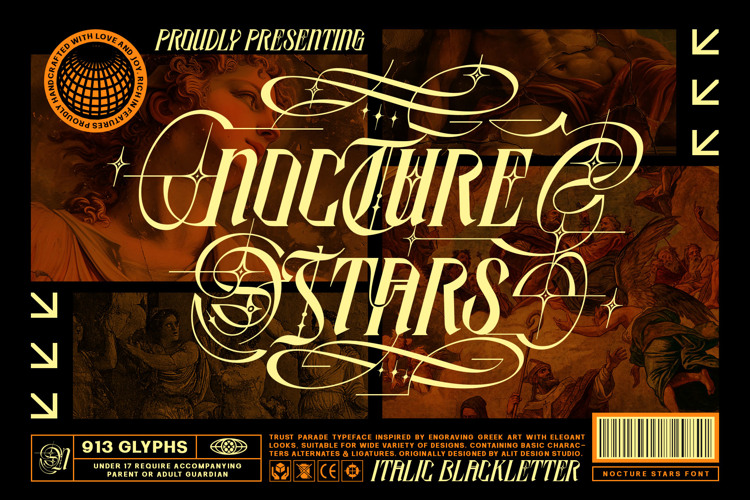 Preview of Nocture Stars Font