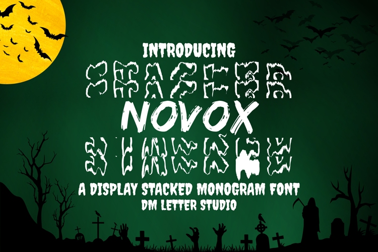 Preview of Novox Stacked Monogram Font
