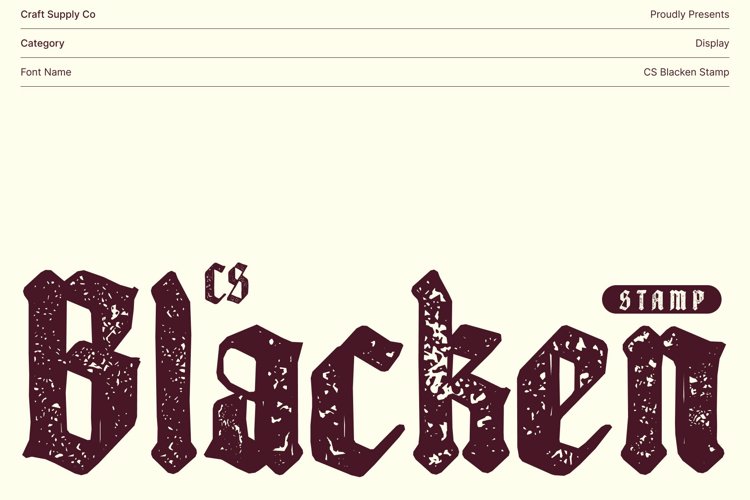 Preview of CS Blacken Stamp Font