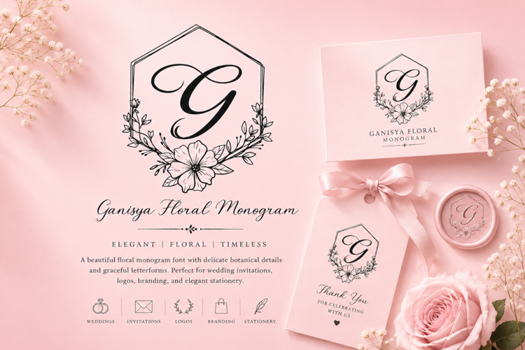 Preview of Ganisya Floral Monogram Font