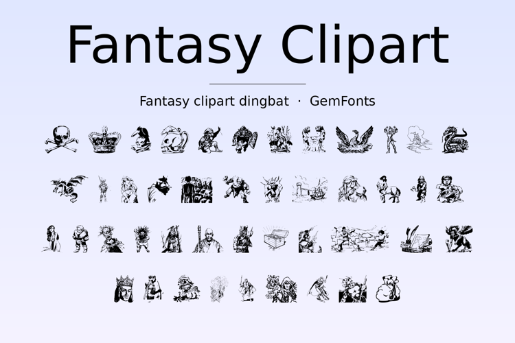 Preview of Fantasy Clipart Font