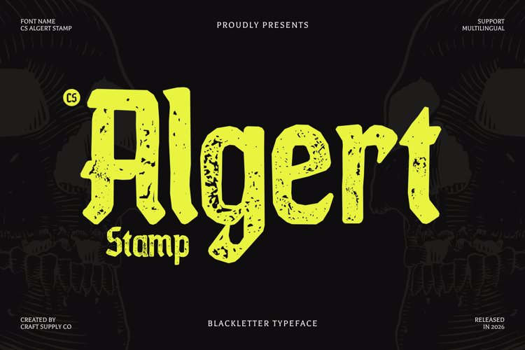 Preview of CS Algert Stamp Font