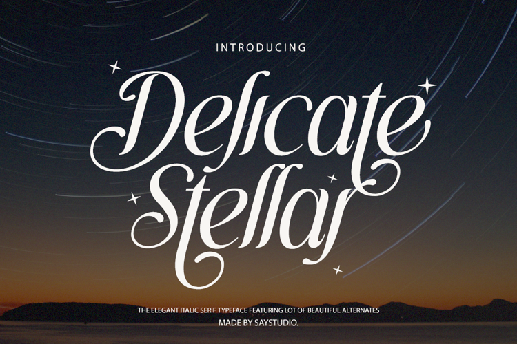 Preview of Delicate Stellar Font