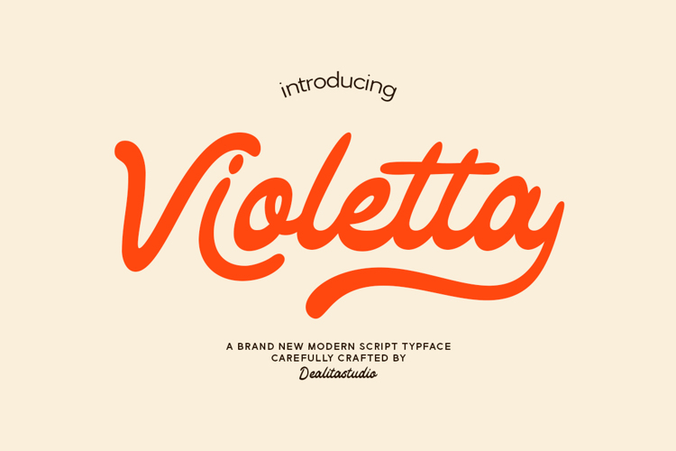 Preview of Violetta – Retro Script for Logos & Branding Font