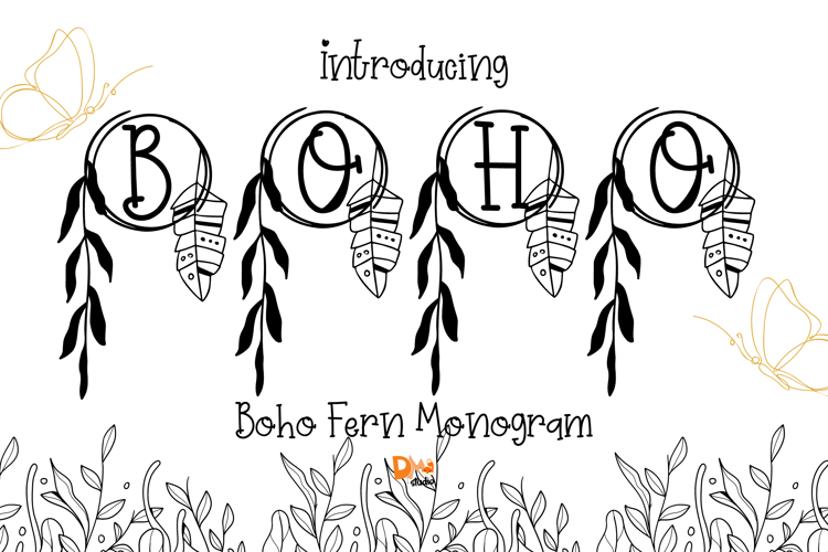 Preview of Boho Fern Monogram Font