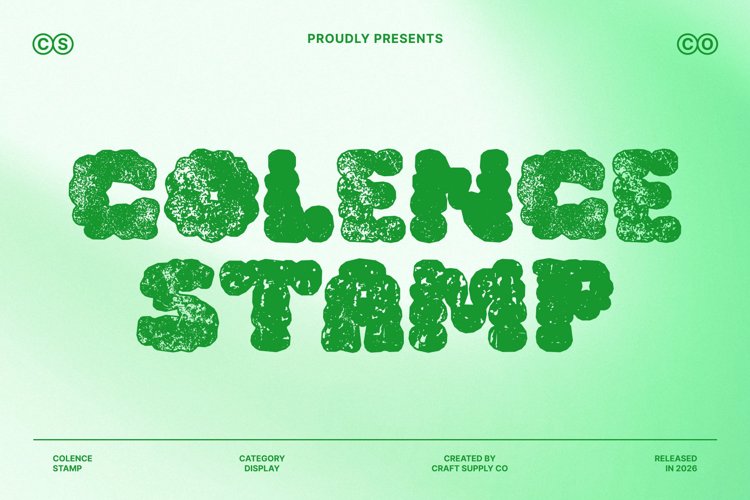 Preview of Colence Stamp Font