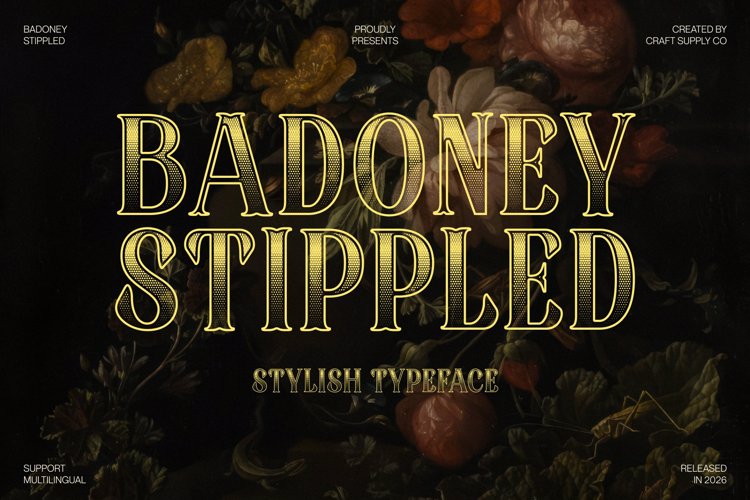 Preview of Badoney Stippled Font