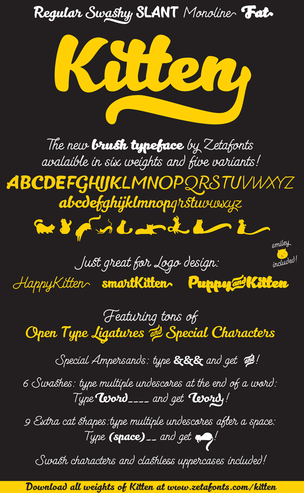 Kitten Font Family (5 styles) by Zetafonts