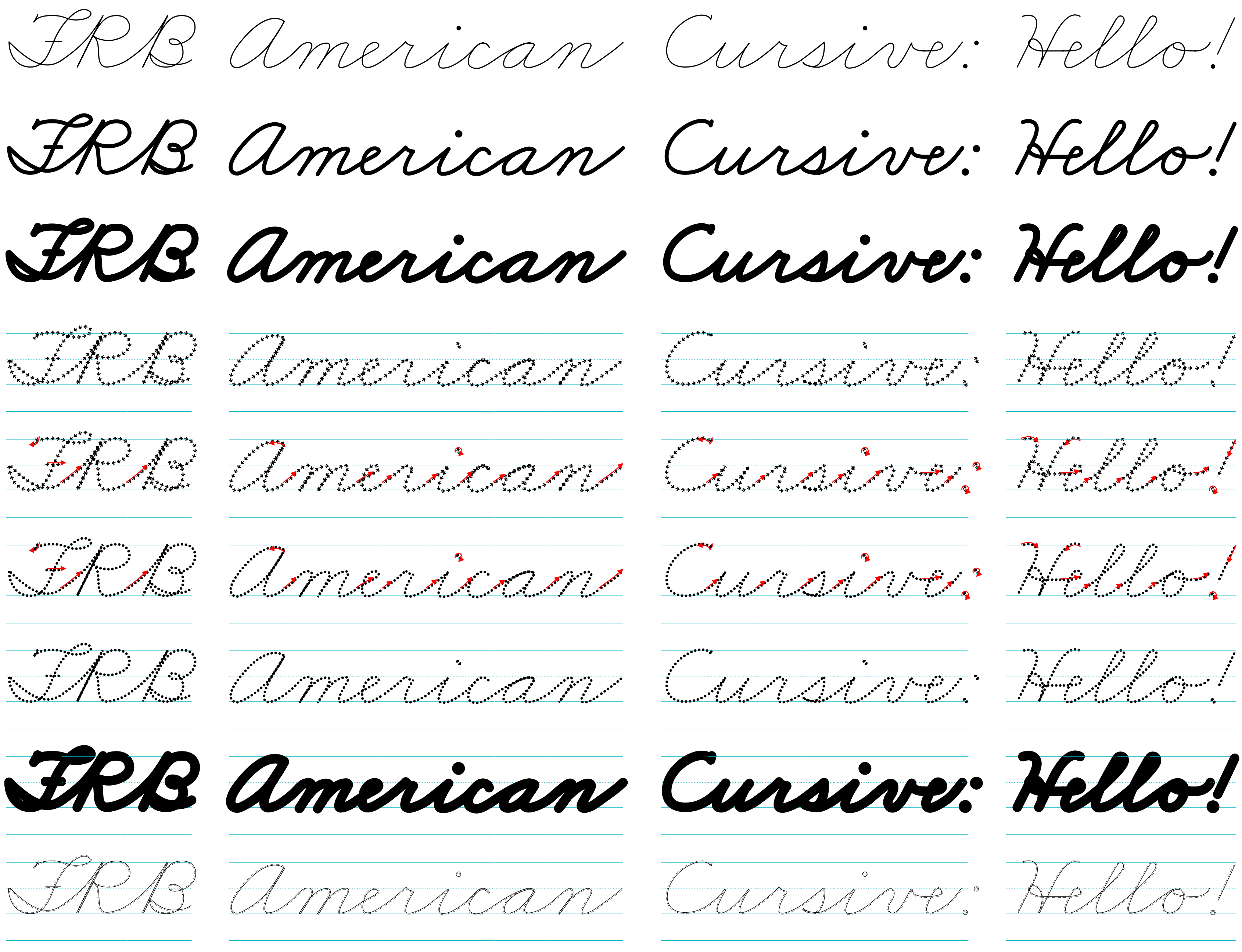 different cursive writing styles